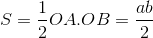 S=\frac{1}{2}OA.OB=\frac{ab}{2}