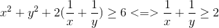 x^{2}+ y^{2}+2(\frac{1}{x}+\frac{1}{y})\geq 6<=>\frac{1}{x}+\frac{1}{y}\geq 2