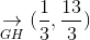 underset{GH}{ightarrow}(frac{1}{3}, frac{13}{3})