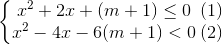 left{egin{matrix} x^{2}+2x+(m+1)leq 0\ x^{2}-4x-6(m+1)<0 end{matrix}ight.egin{matrix} (1)\(2) end{matrix}