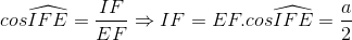 coswidehat{IFE}=frac{IF}{EF}Rightarrow IF=EF.coswidehat{IFE}=frac{a}{2}