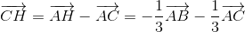 overrightarrow{CH}=overrightarrow{AH}-overrightarrow{AC}=-frac{1}{3}overrightarrow{AB}-frac{1}{3}overrightarrow{AC}