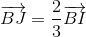 overrightarrow{BJ}=frac{2}{3}overrightarrow{BI}