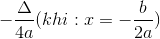 - frac{Delta }e_4a(khi:x = - frac{b}e_2a)