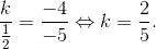 frac{k}e_frac{1}{2} = frace_ - 4e_ - 5 Leftrightarrow k = frac{2}{5}.