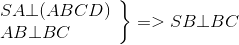 left. egin{array}{l} SA ot (ABCD) AB ot BC end{array} 
ight} = > SB ot BC
