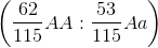 \left ( \frac{62}{115}AA:\frac{53}{115}Aa \right )