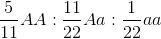 \frac{5}{11}AA:\frac{11}{22}Aa:\frac{1}{22}aa