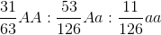 \frac{31}{63}AA:\frac{53}{126}Aa:\frac{11}{126}aa