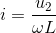 i=\frac{u_{2}}{\omega L}
