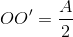 OO' = \frac{A}{2}