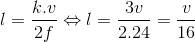 l=\frac{k.v}{2f}\Leftrightarrow l=\frac{3v}{2.24}=\frac{v}{16}