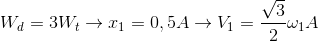 W_{d}=3W_{t}\rightarrow x_{1}=0,5A\rightarrow V_{1}= \frac{\sqrt{3}}{2}\omega _{1}A