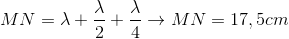 MN=\lambda +\frac{\lambda}{2}+\frac{\lambda}{4}\rightarrow MN=17,5cm