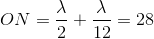 ON=\frac{\lambda }{2}+\frac{\lambda }{12}=28
