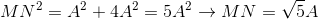 MN^{2}=A^{2}+4A^{2}=5A^{2}\rightarrow MN=\sqrt{5}A