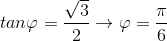 tan\varphi =\frac{\sqrt{3}}{2} \rightarrow \varphi =\frac{\pi }{6}