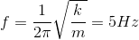 f=\frac{1}{2\pi }\sqrt{\frac{k}{m}}=5Hz