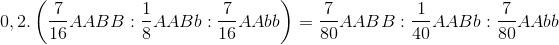 0,2.\left ( \frac{7}{16}AABB:\frac{1}{8}AABb:\frac{7}{16}AAbb \right )=\frac{7}{80}AABB:\frac{1}{40}AABb:\frac{7}{80}AAbb