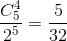 \frac{C_{5}^{4}}{2^5} = \frac{5}{32}