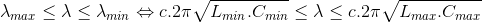 \lambda _{max}\leq \lambda \leq \lambda _{min}\Leftrightarrow c.2\pi \sqrt{L_{min}.C_{min}}\leq \lambda \leq c.2\pi \sqrt{L_{max}.C_{max}}