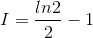 I=\frac{ln2}{2}-1