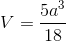 V=\frac{5a^{3}}{18}