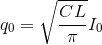 q_{0}=\sqrt{\frac{CL}{\pi }}I_{0}