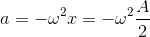 a = - \omega ^{2}x =-\omega ^{2}\frac{A}{2}