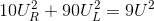 10U_{R}^{2}+90U_{L}^{2}=9U^{^{2}