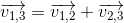 \overrightarrow{v_{1,3}}=\overrightarrow{v_{1,2}}+\overrightarrow{v_{2,3}}