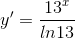 y'=\frac{13^x}{ln13}