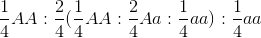 \frac{1}{4}AA : \frac{2}{4}(\frac{1}{4}AA : \frac{2}{4}Aa : \frac{1}{4}aa) : \frac{1}{4}aa