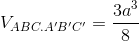 V_{ABC.A'B'C'}=\frac{3a^3}{8}
