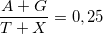 \small \frac{A+G}{T+X}=0,25