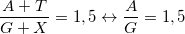 \small \frac{A+T}{G+X}=1,5\leftrightarrow \frac{A}{G}=1,5