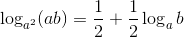 \log_{a^2}(ab)=\frac{1}{2}+\frac{1}{2}\log_ab