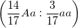 \small \left ( \frac{14}{17}Aa:\frac{3}{17}aa \right )