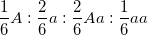\small \frac{1}{6}A:\frac{2}{6}a:\frac{2}{6}Aa:\frac{1}{6}aa