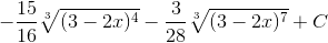 -\frac{15}{16}\sqrt[3]{(3-2x)^{4}}-\frac{3}{28}\sqrt[3]{(3-2x)^{7}}+C