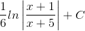 \frac{1}{6}ln\left | \frac{x+1}{x+5} \right |+C