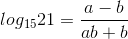 log_{15}21=\frac{a-b}{ab+b}