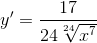 y'=\frac{17}{24\sqrt[24]{x^{7}}}