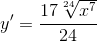 y'=\frac{17\sqrt[24]{x^{7}}}{24}