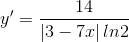 y'=\frac{14}{\left | 3-7x \right |ln2}