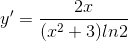y'=\frac{2x}{(x^{2}+3)ln2}