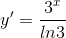 y'=\frac{3^{x}}{ln3}