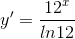 y'=\frac{12^{x}}{ln12}