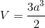 V=\frac{3a^{3}}{2}
