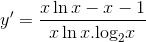 y' = {{x\ln x - x - 1} \over {x\ln x.{{\log }_2}x}}